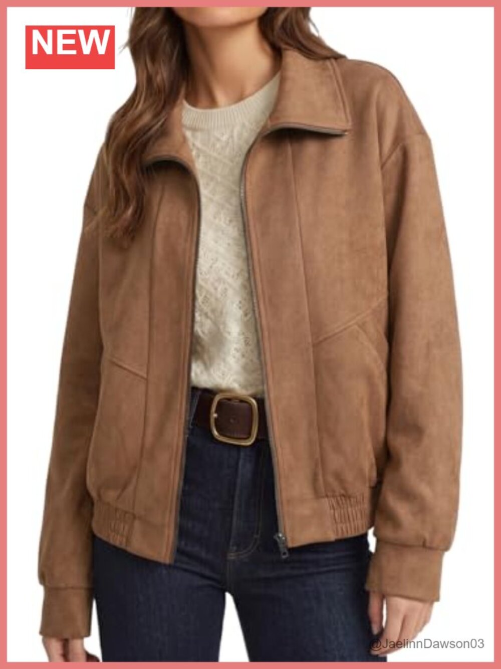 Faux Suede Zip-Up Jacket Long Sleeve Loose Fit Casual Fall Coat